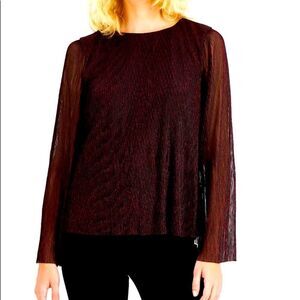 Alfani Puff Sleeve Metallic Pull Over Top Sz XL NWT